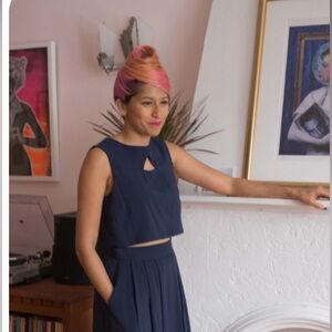 Birds Of North America Cropped Top Sleeveless Cut Out Blue Navy 6